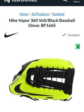 Nike 360 Vapor Volt baseball glove 12.75”